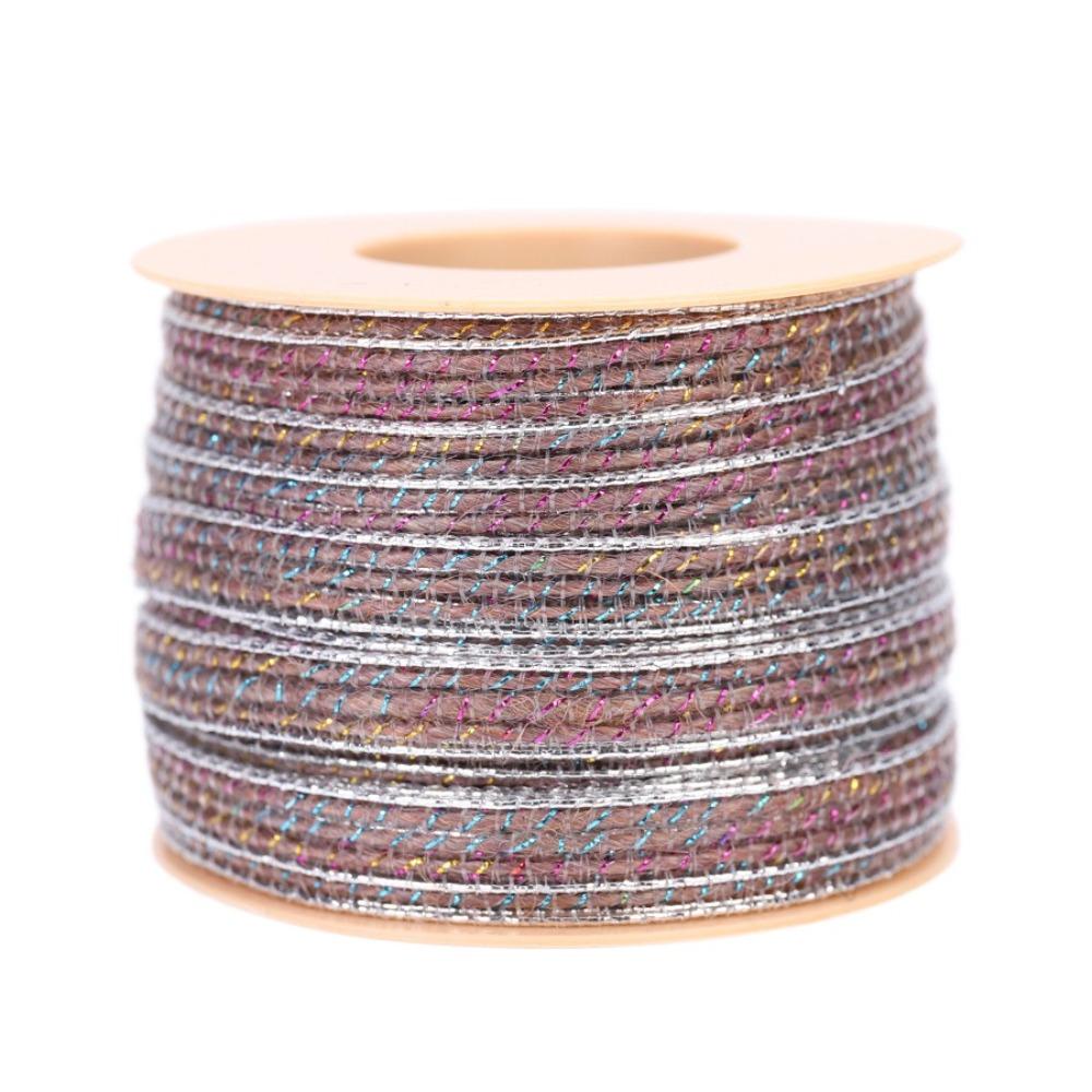 

10M/Roll Retro Linen Ribbon Coarse Texture Shining Gift Wrapping Ribbon Satin Lace Eco-Friendly Mixed Ribbons Lace Party - коричневий