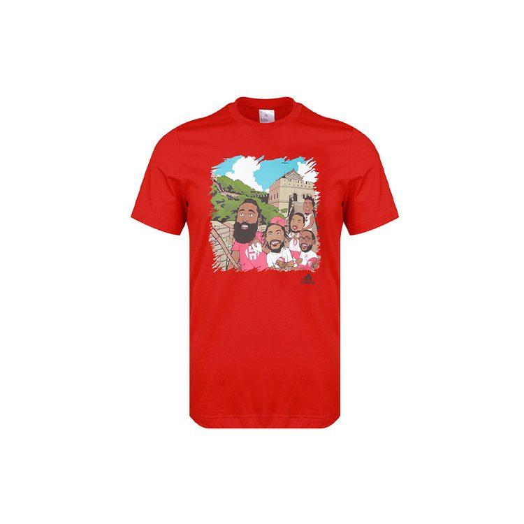 Adidas T Shirts Men's Red Crew Neck Moderate Straight Fit GL4425