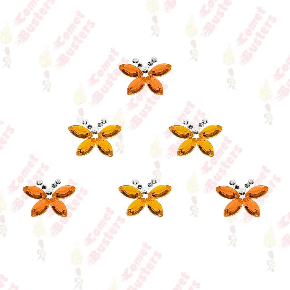 Comet Busters Beautiful Yellow Orange Butterfly Stone Face Gems Bindis (BIN1687)(10mm)