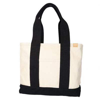 Dot and Stripe Monopia Canvas A4 Divided Tote Bag, DS-15586, Natural X Black