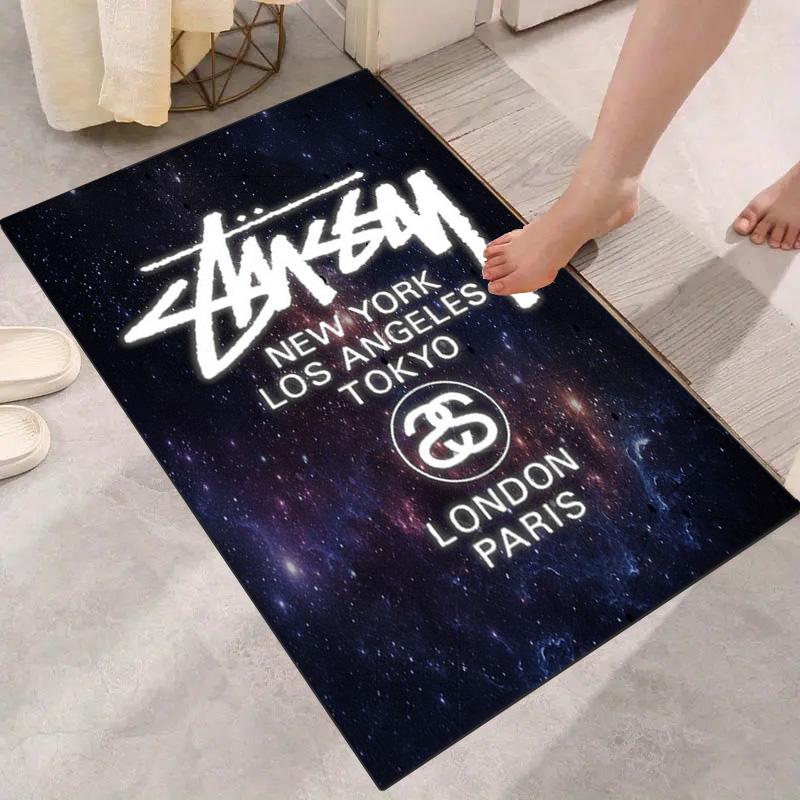 Vintage Beige Paper Skate Circle Text Signature Logo Area Rug Non Slip Mat, Retro Hand Drawn Street Graffiti Carpet for Bedroom Decor