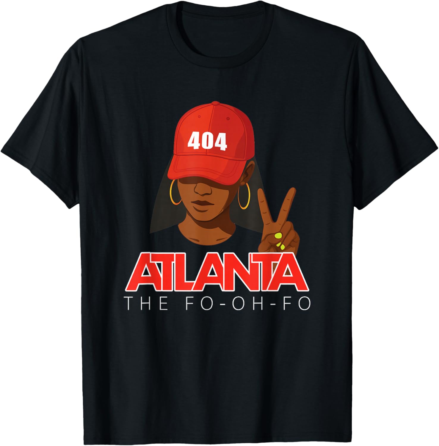 404 Atlanta Fo-Oh-Fo Red Hat Black Woman ATL T-Shirt S разноцветный