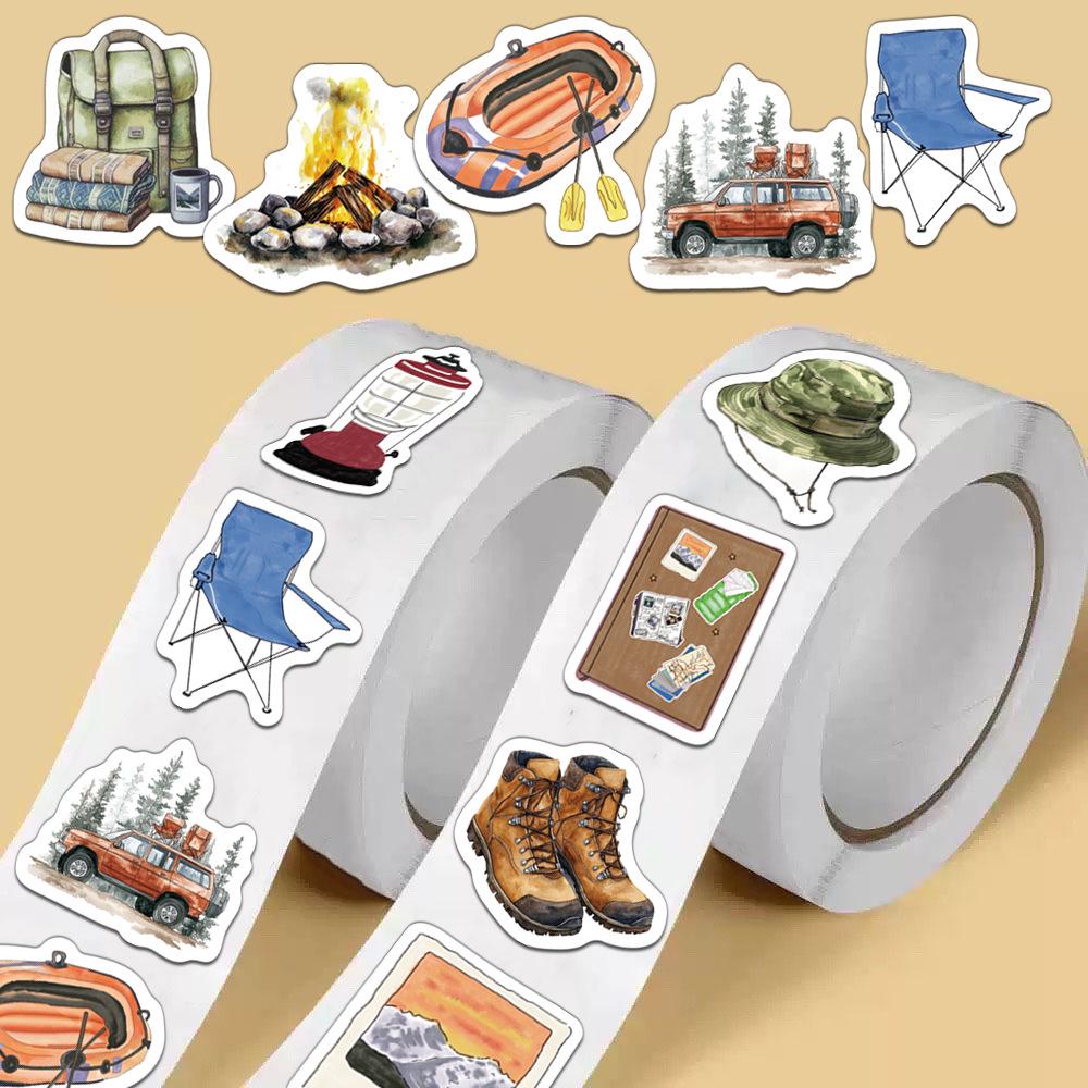 500 Sheet Roll: Happer Camper Stickers for Journals, DIY Phone Cases, Notebooks.