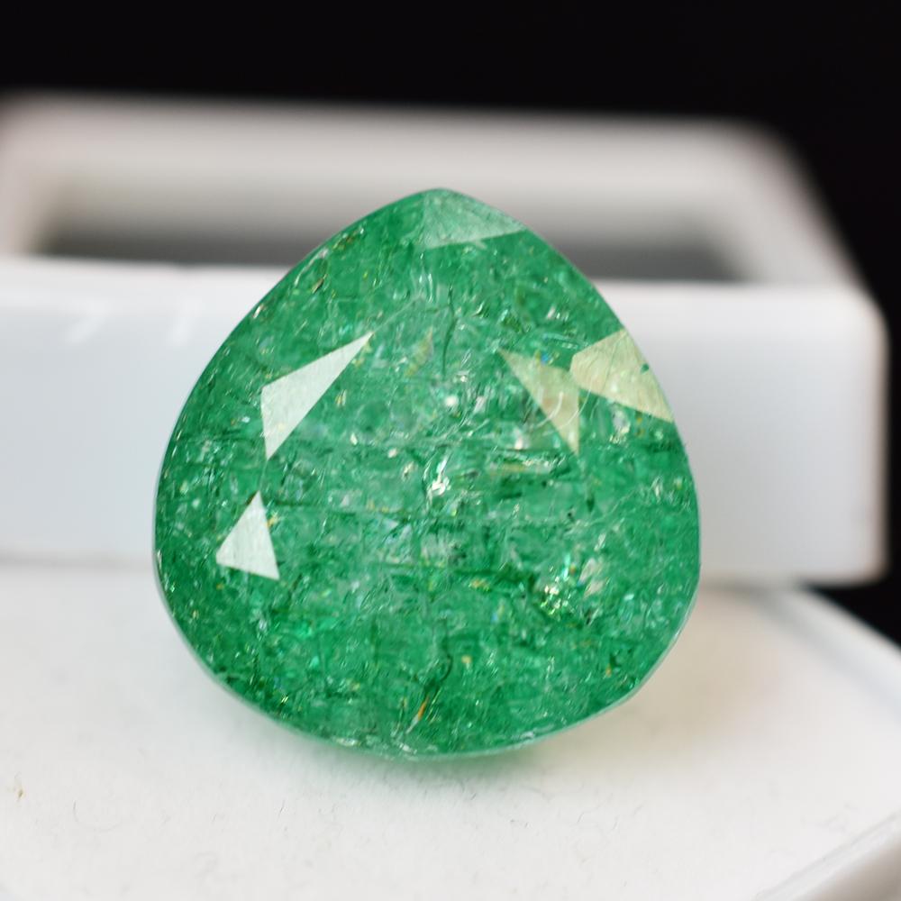 Natural Green Emerald 20.15 Ct Certified Pear Cut Loose Gemstone 15x15 mm