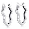 Wavy Silver Earrings with Closed Hooks, Silver 925