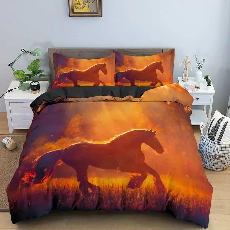 Horse Animal 3D Bedding Double Bed Duvet Cover Set for Adults Soft Home Textile No Sheet Full King Size Decor Bedroom Textile