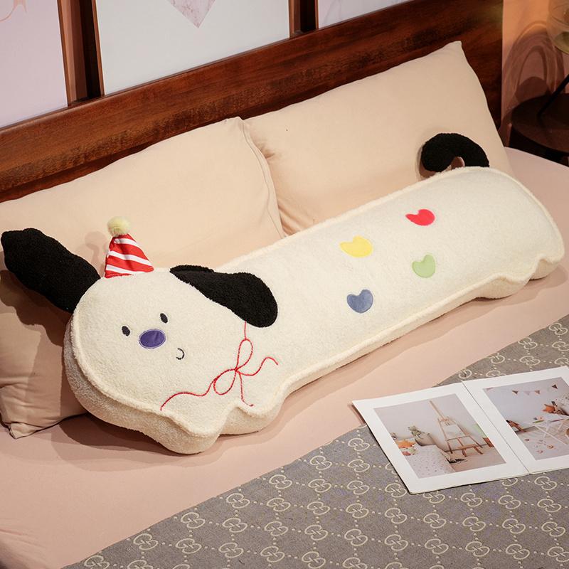 Kawaii Cartoon Soft Down Cotton Dog Plush Pillow Doll Stuffed Pet Doll Baby Long Sleep Pillow Accompany Gift for Girlfriend