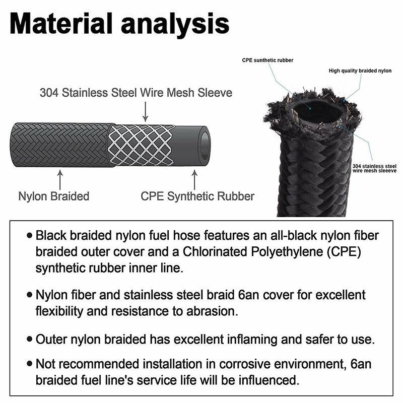 CEP Rubber Hose Nylon Braided Fuel Hose Rotary Joint Connection Adapter Kit AN4 AN6 AN8 AN10 AN12 Hose End Fittings