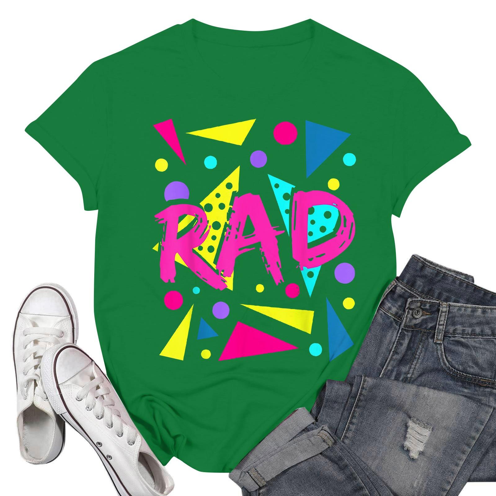 

Женская мода повседневные школьные дни принтованный короткий рукав круглый вырез пуловер топы L армия зеленый