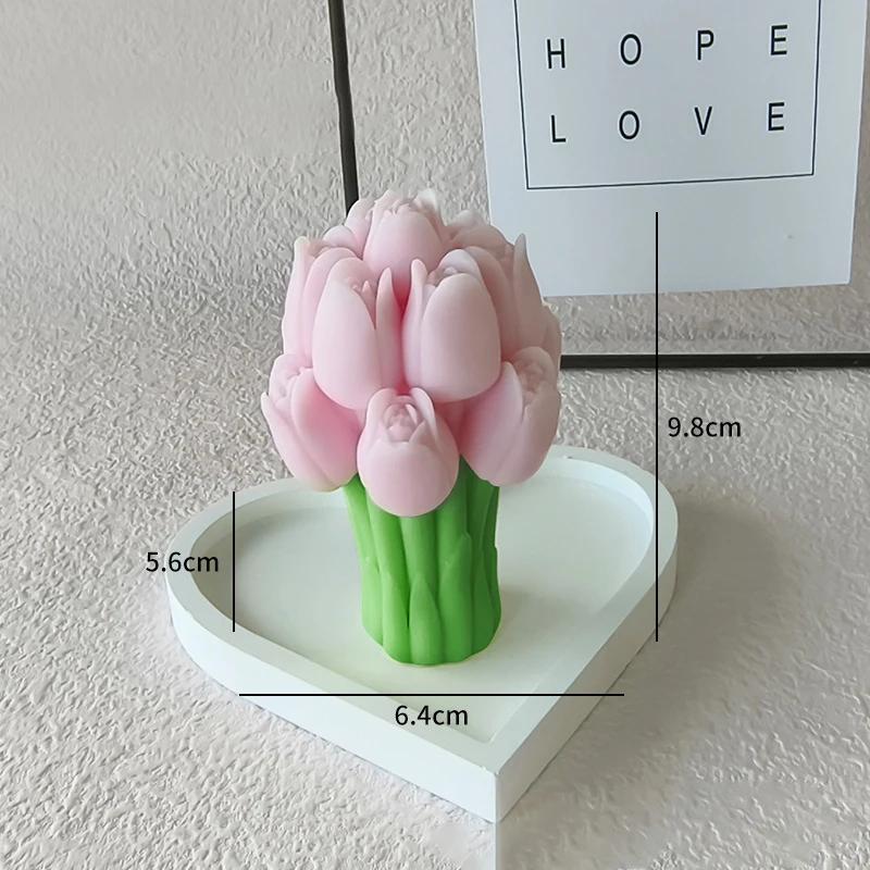 Korean Bud Scented Hand Bouquet Flower Aromatherapy Candles Tulip Flower Bouquet Candles Handmade Wedding Companion Gift