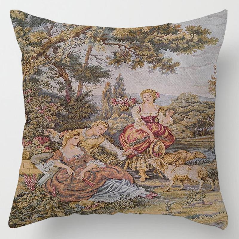 European Court Figures Throw Pillow Cover With Short Plush Print For Living Room Sofa Decoration Cushion Cover Pillow Covers