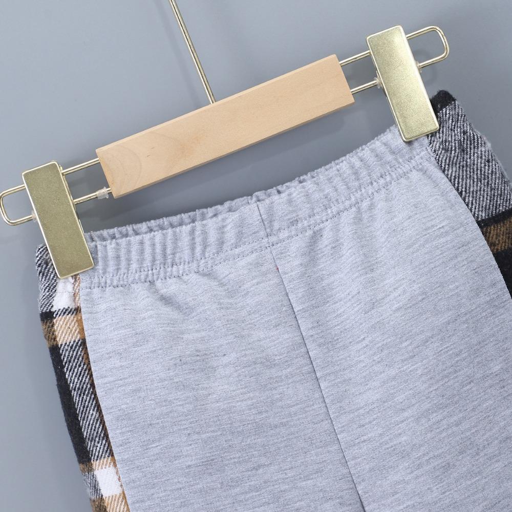 Kids Clothes Autumn/Winter Boys' Long-Sleeved Checkered Contrast-Colour Hooded Two-Piece Set (Top + Trousers)