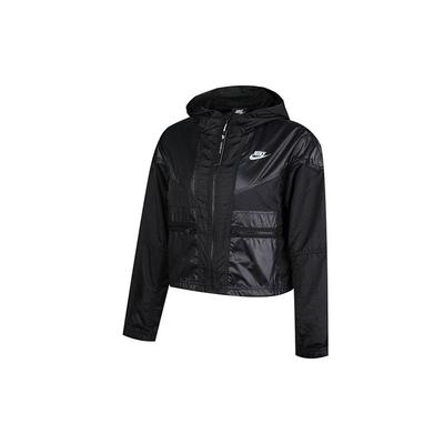 Short Sports Casual Zip Hooded Windbreaker Women Jackets Black BV2834-010