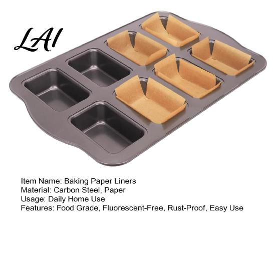 Professional Baking Supplies for Desserts 8-Cavity Mini Loaf Pan Set with 200Pcs Parchment Liners Heat Resistant Paper Nonstick Bakeware Rectangle
