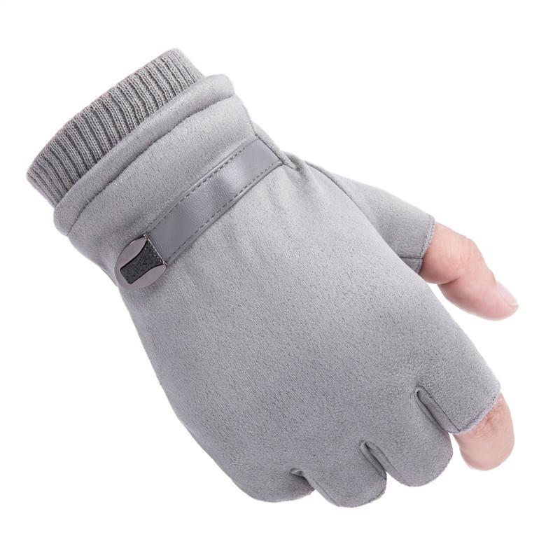 Half-finger Gloves Men's Autumn and Winter Warm Velvet Thin