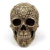 Tête de Mort en Résine Sculpture Dorée Décoration Fête d'Halloween Ornements Sculpture Crâne Accessoires Décoration Maison