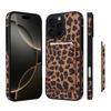 2 In 1 Strong Magnetic For iPhone 17 Pro 16 15 14 Pro Max Magsafe Card Holder Wallet Leather Case Leopard Saffiano Carbon Fiber
