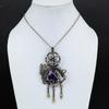 Chevron Amethyst Pendant Gemstone Jewelry, 999 Copper Wire Wrapped Pendant, Handmade Antique Jewelry Gift For Mother