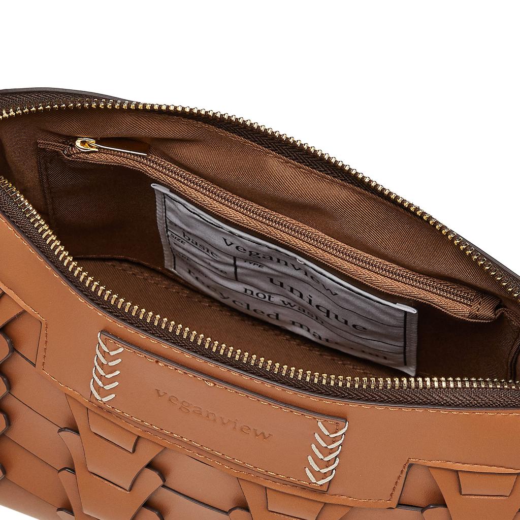 Vegan View V Piece Mesh Shoulder Bag, Women's, Camel (22)