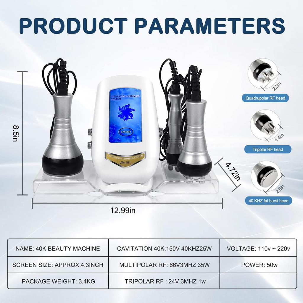 Multi-functional Body Sculpting Tool: Hospital-grade RF Shaping, Fat-burning, 40K Cavitation Beauty Device