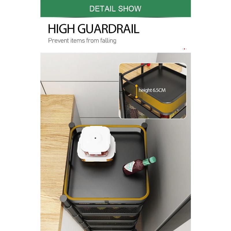 Kitchen Storage Shelf Multi-Layer Movable Fruit Vegetable Snack Stand Rotating Kitchen Storage Rack Large-capacity Shelf