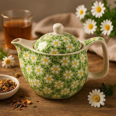 Teapot Small Herbal Green Daisy