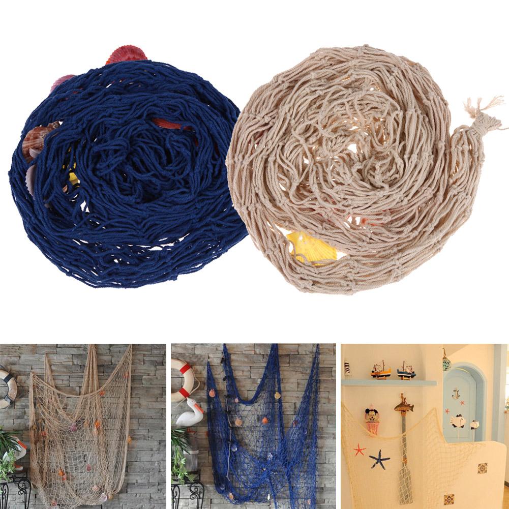 Nautical Fishing Net Wall Decor Fishnet Wall Hanging Decor 1x2m Beach Themed Fish Net Decoration Wall Ornaments for Home Decor