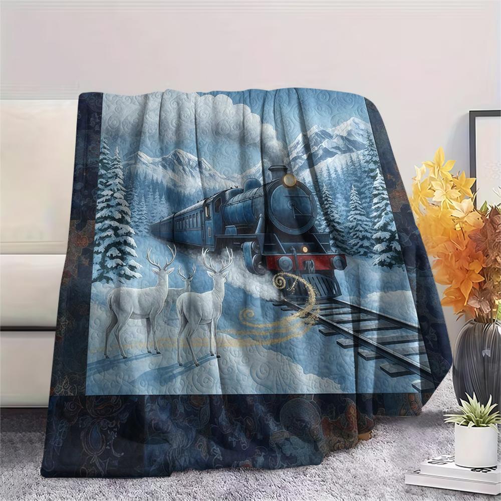 1Pc Cartoon Print Flannel Blanket, High Quality Comfortable for All Seasons, Home Decor, Warmth and Comfort, Perfect for Christmas Birthday Gift