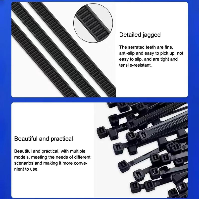 100/500 Stück Selbstverriegelnde Kabelbinder Kunststoff Nylon Verstellbar Kabel Befestigungsschlaufe Zuhause Büro Draht Reißverschlussbinder