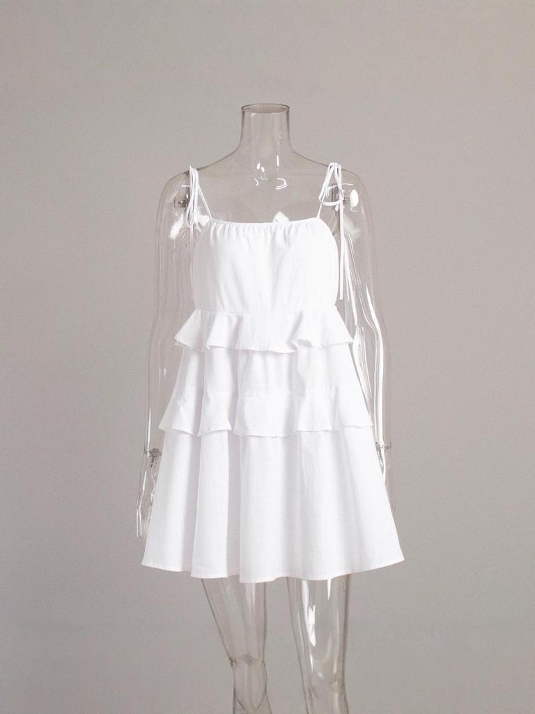 Grenzüberschreitendes Träger-Sommer-Rüschen-Kuchenrock-Kleid