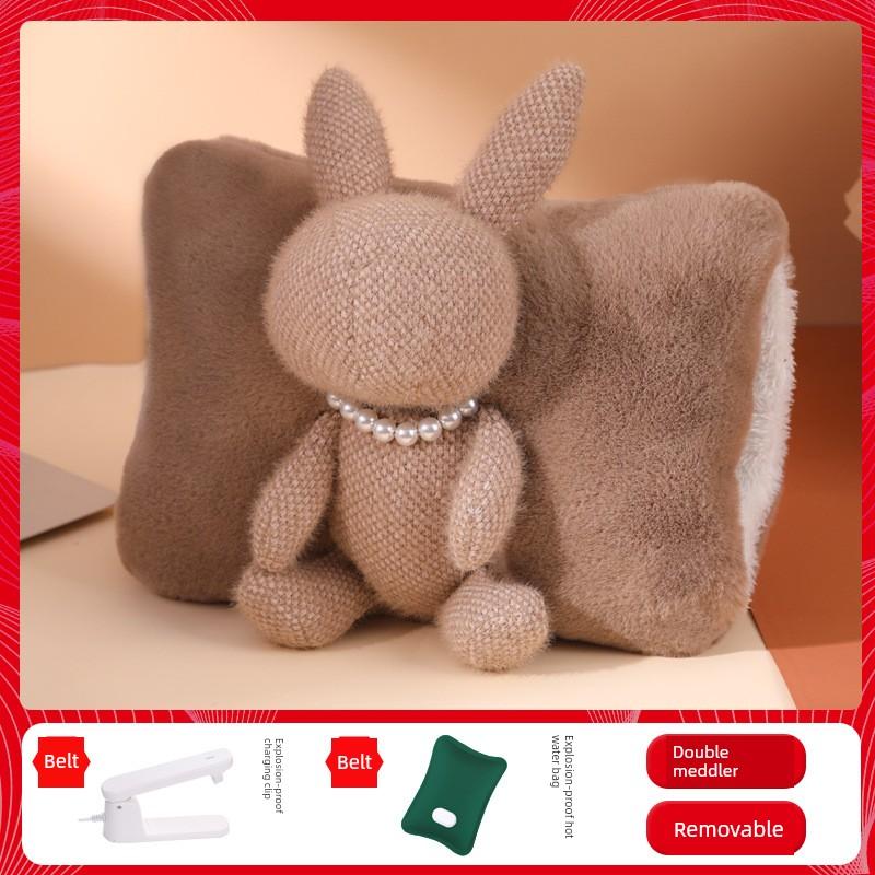 Rechargeable Hot Water Bag Removable and Washable Explosion-Proof Heating Pad for Girls Warm Belly Hand Warmer Plush Cute Cartoon Electric Heater