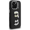 Karl Lagerfeld FW Gekörnt Karl & Choupette Köpfe Stifteetui für iPhone 16 Pro Max Schwarz