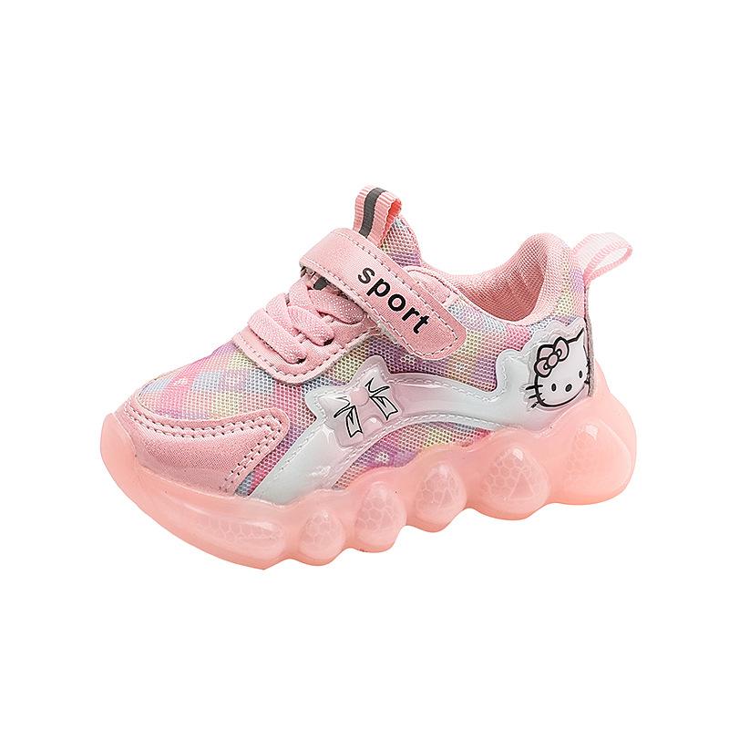 Children LED Light Sports Shoes Spring and Autumn Soft Soled Single Shoes for Girls