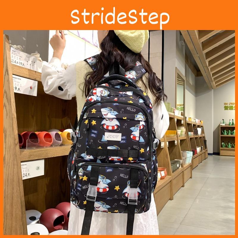 Shark Cartoon Cute Swimming Circle Star Pattern Student Backpack For Use School