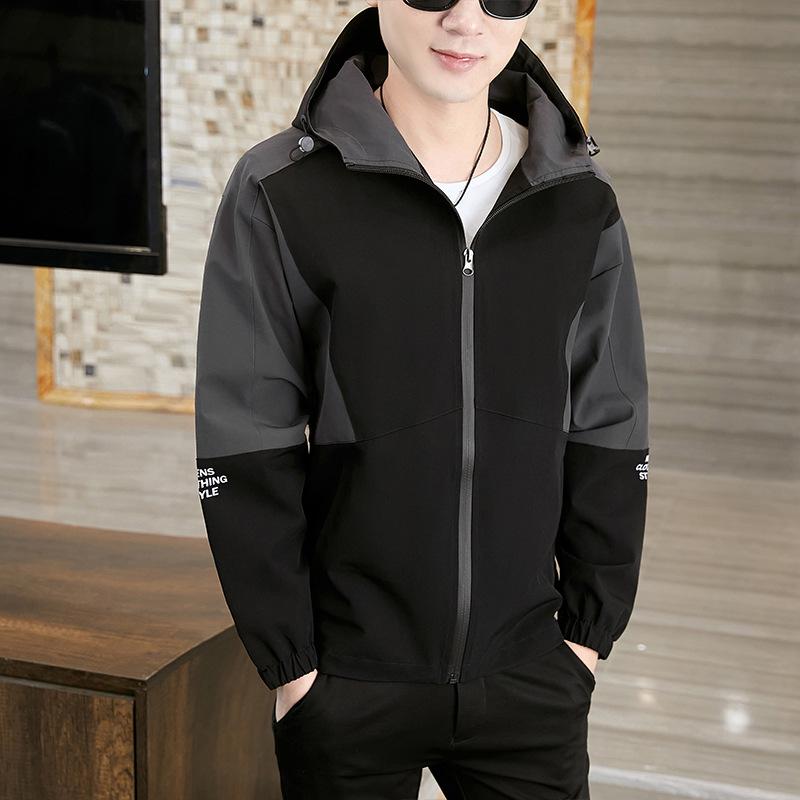 

Мужской весенне-осенний повседневный мужской осенний красивый бейсбольный костюм с капюшоном, осенний топ XXXXL чёрный