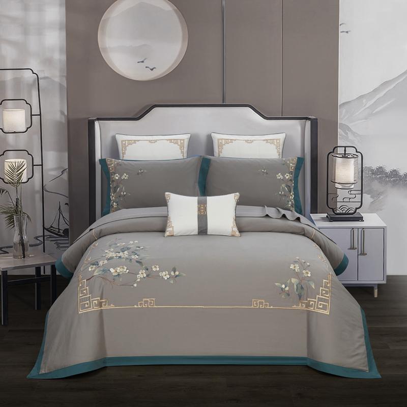 Svetanya Pink Satin Egyptian Cotton Lotus Duvet Cover Set 4Pcs Jacquard Queen King Bedlinens Cushion Covers 4pcs Queen