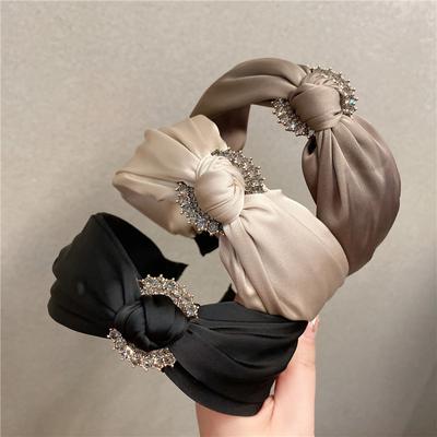 Exquisite Women Headpiece Knotted Satin Cloth Hairband for Adult Shopping Party Headdress Wide Female Hair Hoop Accessories