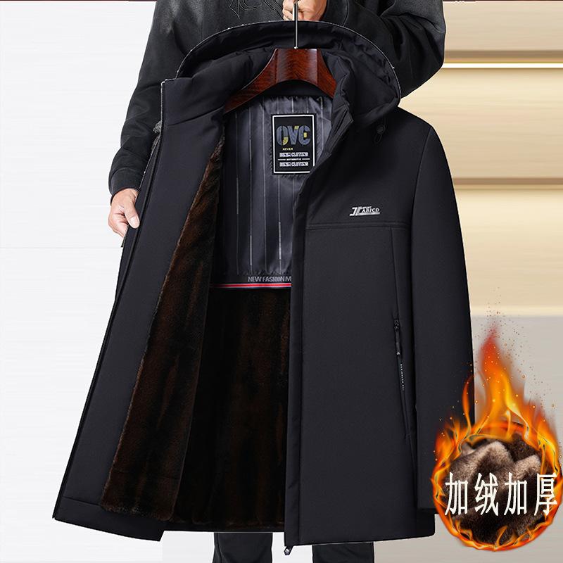 

Зимний папа Мужской теплый пирог Преодолевает среднюю и старую хлопчатобумажную куртку, свободную, набивную и утолщенную средней длины хлопчатобумажную куртку. 175/L (weight 95-55 kg)