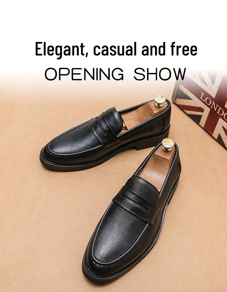 Men's British Style Slip-on Loafers: Comfortable, Breathable Business Casual Leather Shoes