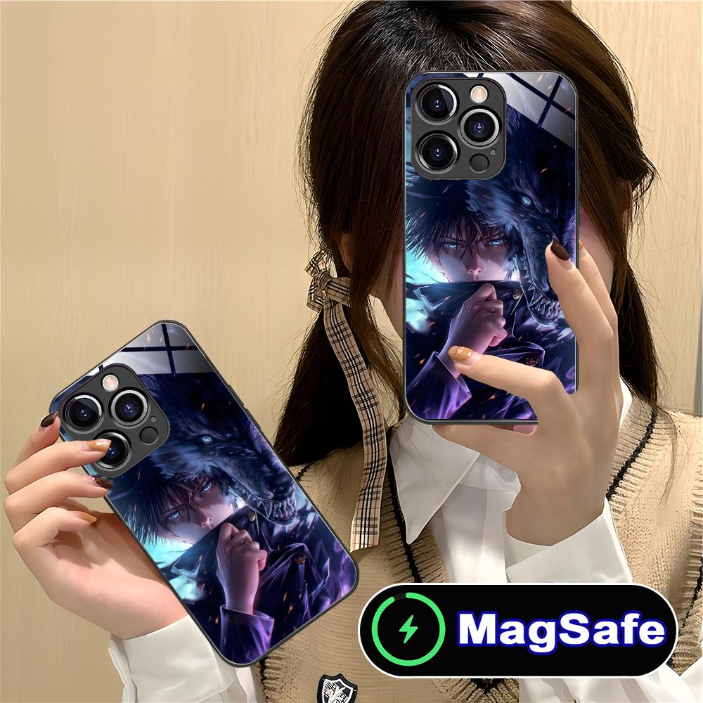 Jujutsu Kaisen Megumi Mobile Phone Case for iPhone 17 16 15 14 13 12 11 Pro Max Plus Mini MagSafe Glass Colour Cover Luxury