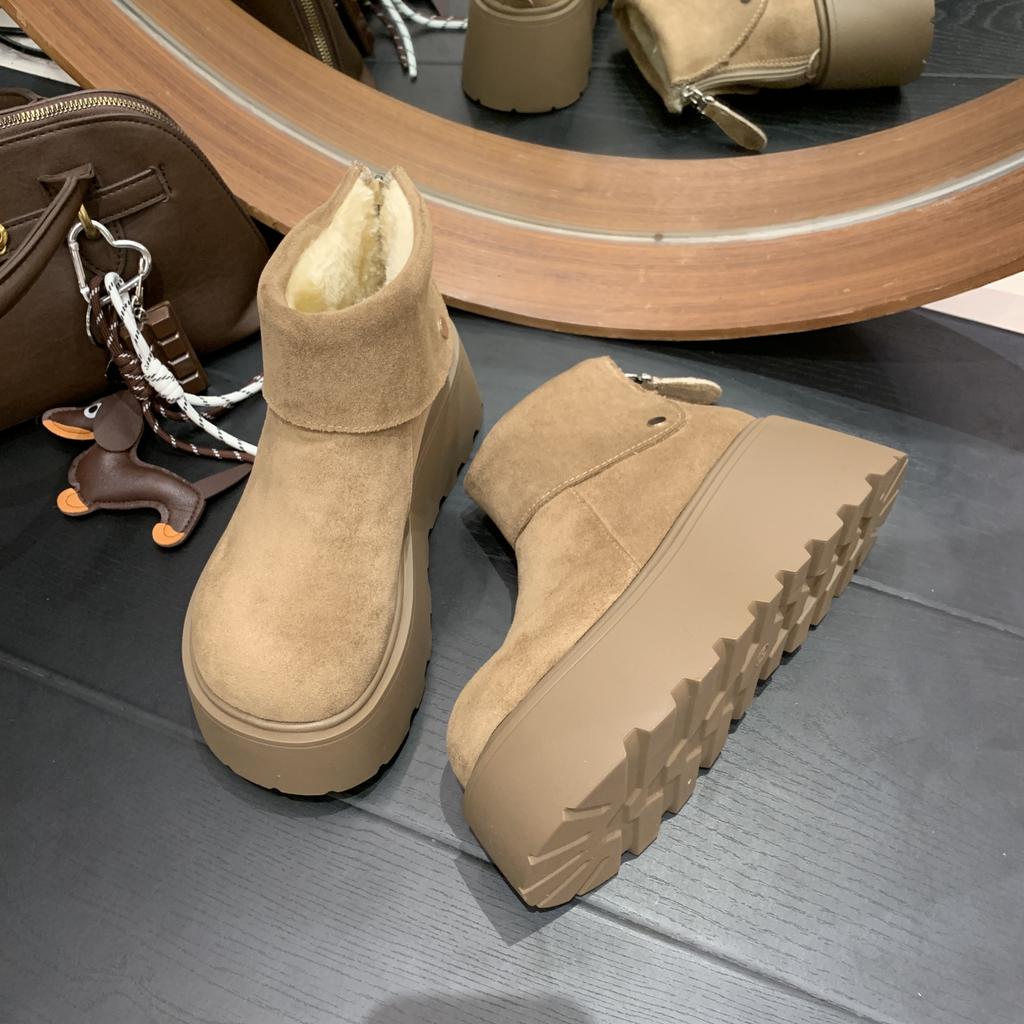Winter Fashion Platform Heels Women Snow Boots Outdoor Concise Height Increase Keep Warm Short Booties Shoes Zapatos Mujer