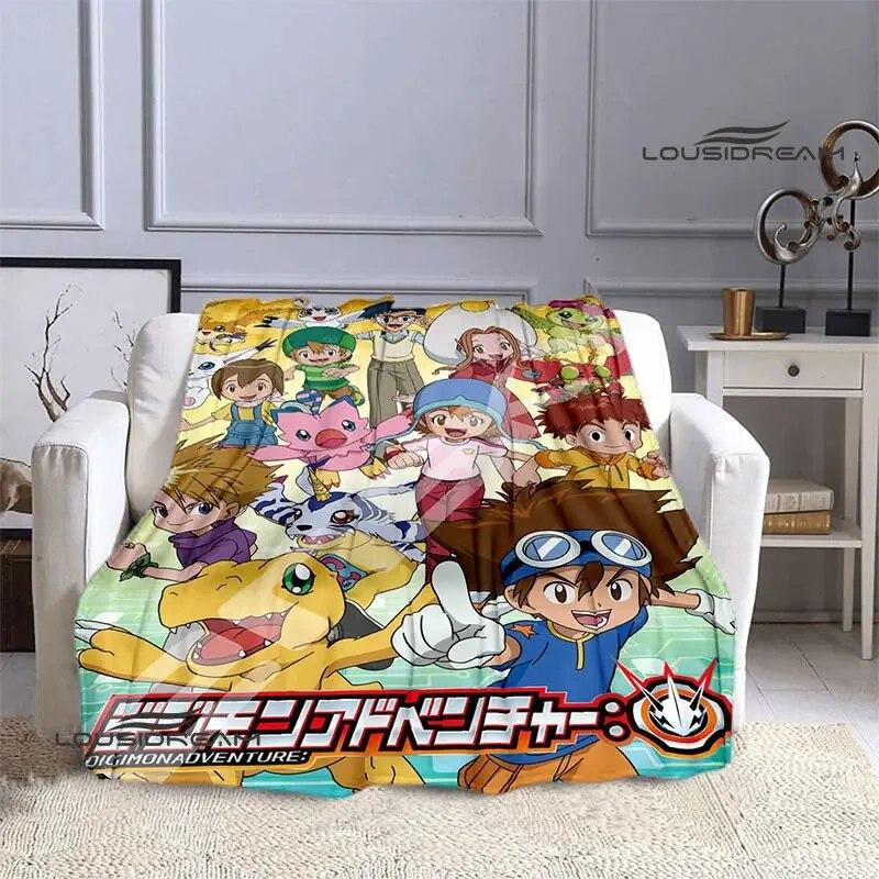 Digimon Cartoon Printing Blanket Flange Warm Blanket Picnic Blanket Home Travel Blanket Bed Linings Birthday Gift