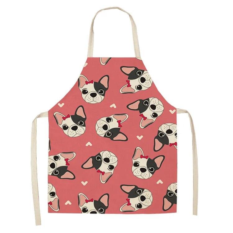 Cartoon Aprons Ladies Kitchen Tools Cooking Accessories Creative Linen Aprons Household Supplies Animal Dog Aprons