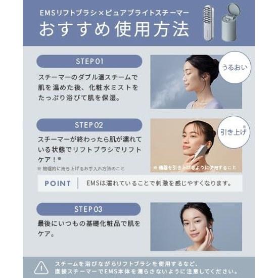 SALONIA EMS Lift Brush Pure Bright Steamer Gray Set Electric Face Beauty Device Scalp
