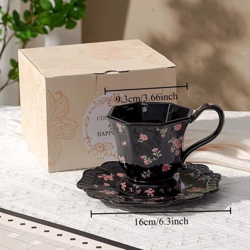 

Octagonal Mark Coffee Cup and Dish Set for Home High end Restaurant Afternoon Tea Cup Light Luxury Artistic Ceramic