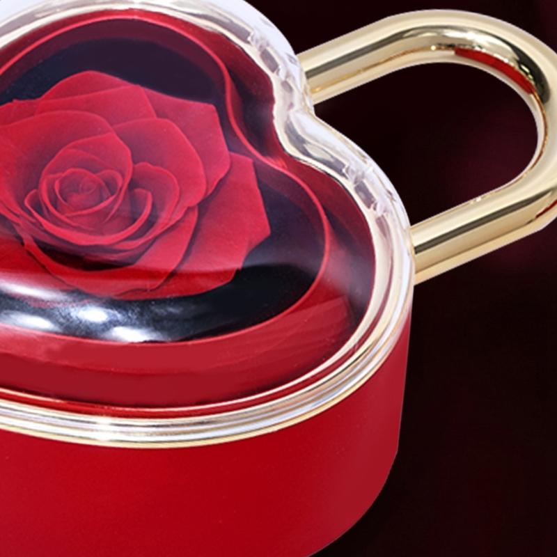 Decorative Heart Shaped Jewelry Gift Box with Key for Ring Presentation, Jewelry Storage, Vanity Display and Proposal Use