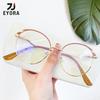 EYORA Fashion Metal Round Full Rim Reading Glasses Anti Blue Ray Myopia and Hyperopia Photochromic Prescription Eyewear Lens