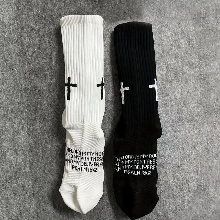 Sommer Fußballsocken Professionell Abriebfest Handtuchsohle Sportsocken für Draußen Kreuzmuster Mittellange Trainingssocken