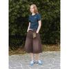 Saendeusaundeu (Women) Crop Striped Short Sleeve T-Shirt Navy