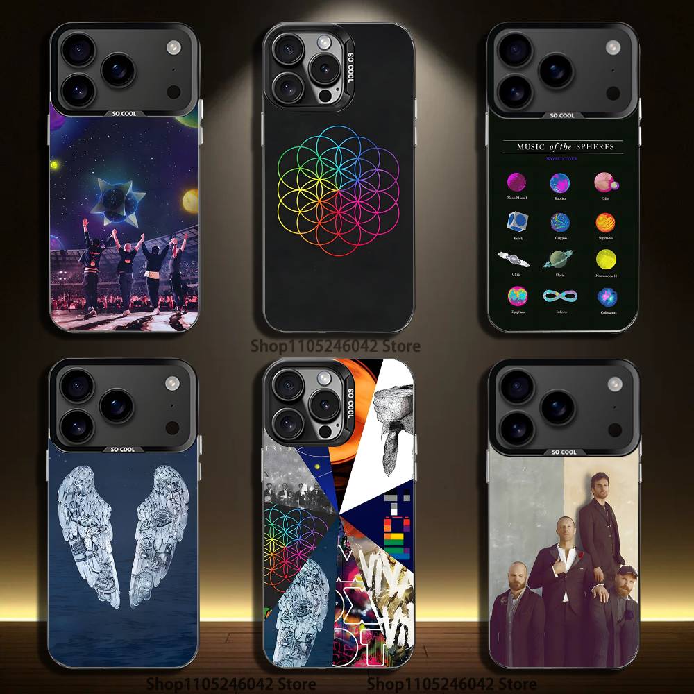 Band C-Coldplay For iPhone 17,16,15,14,13,12,11,Pro,MAX,Plus Black Shockproof Candy Matte Cover